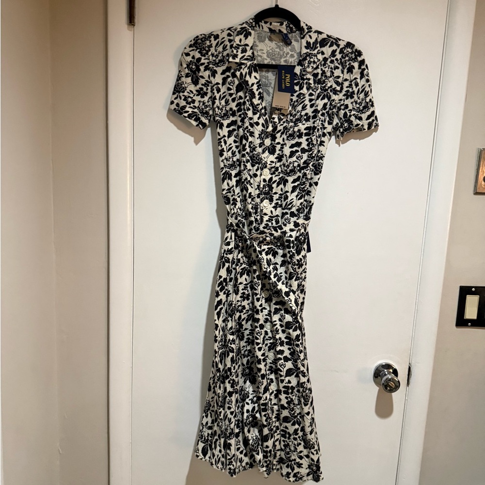 Polo Ralph Lauren Black and White Floral Summer Dress NWT